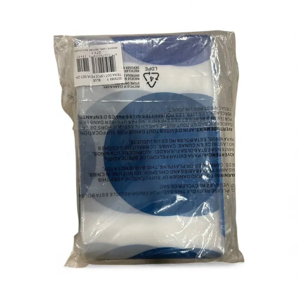 Zenna Home 13pc Trina Dot PEVA Shower Blue Curtain and Rings Set